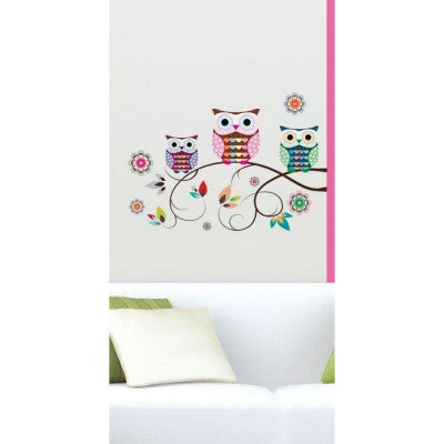 Stickers Muraux Chouettes Colorées Pour Chambre Enfant & Bébé - Décoration Facile 50x70 Cm