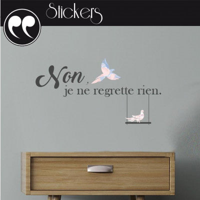  Sticker Mural Citation "Non, Je Ne Regrette Rien" | Déco Poétique