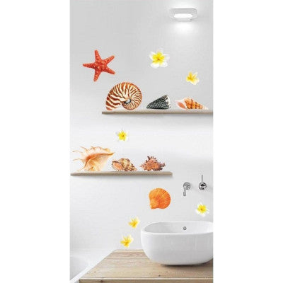  Stickers Muraux Coquillages & Fleurs - Décoration Zen Pour Salle De Bain & Spa