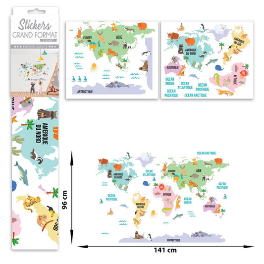  Stickers Enfant Grand Format Mappemonde