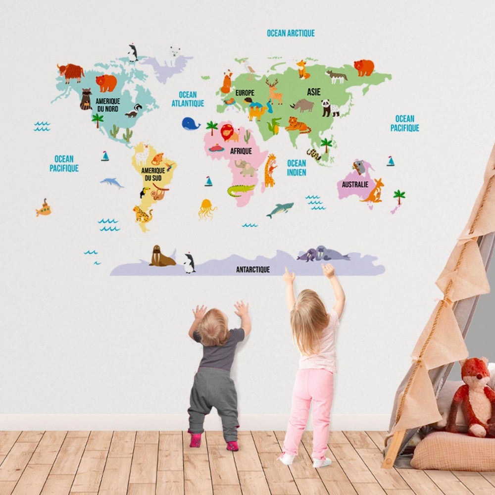  Stickers Enfant Grand Format Mappemonde