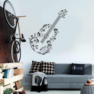 Stickers Guitare Florale - 70 X 50 Cm