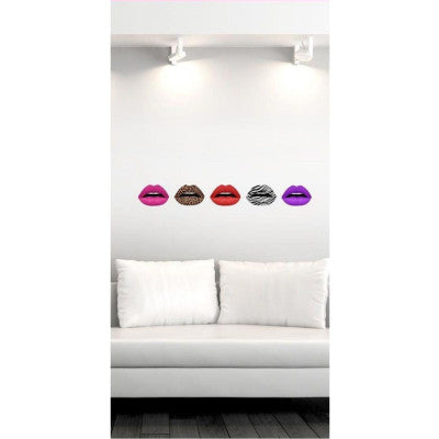  Stickers Muraux Lèvres Pop Art & Animalier - 70x20cm