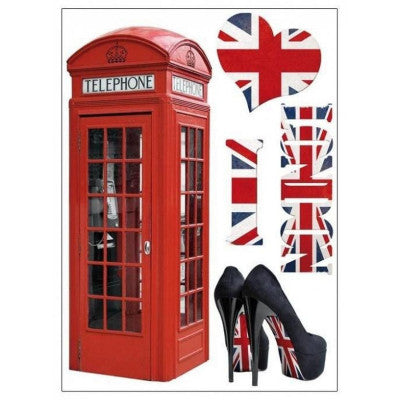  Stickers Londres 70x50 Cm - Décoration Murale Cabine Anglaise Et Union Jack