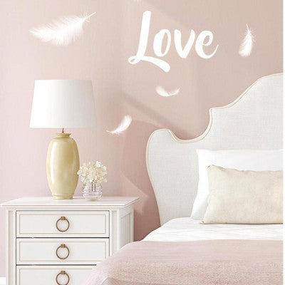  Stickers Muraux Amour & Plumes Blanches - Déco Romantique