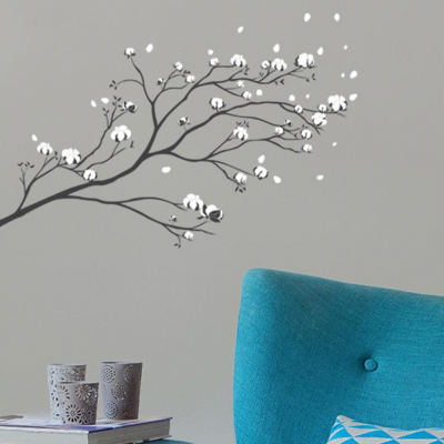  Sticker Mural Fleur De Coton | Décoration Nature