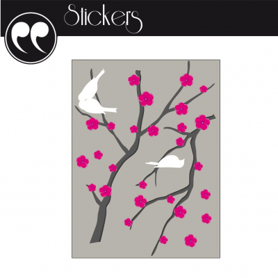  Sticker Mural Oiseaux Branche Fleurie | Déco Romantique