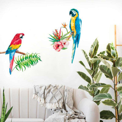  Stickers - Perroquets Et Fleurs Sauvages