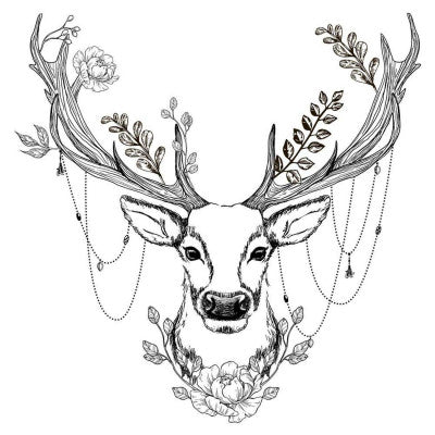  Stickers Tête De Cerf - 70 X 50 Cm