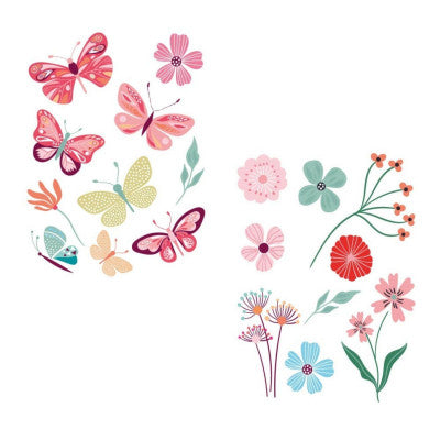 Stickers Vitre Papillons Fleurs Électrostatiques - Déco Enfant