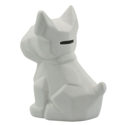  Tirelire Chien Blanc 18 Cm