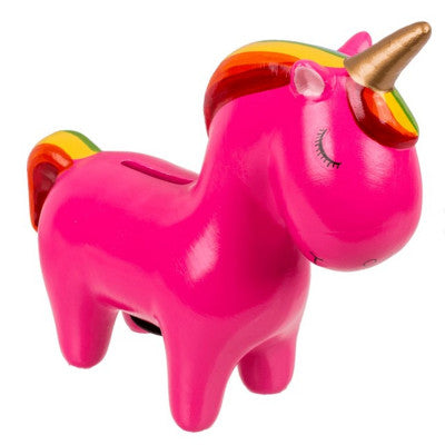  Tirelire Licorne 20 Cm - Rose
