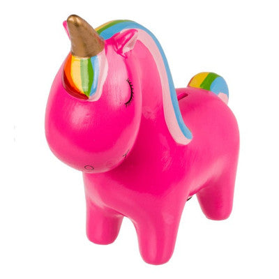  Tirelire Licorne 20 Cm - Rose