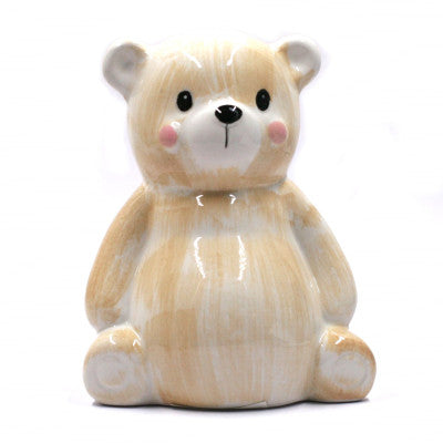  Tirelire Ourson Beige En Céramique 15 Cm