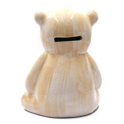  Tirelire Ourson Beige En Céramique 15 Cm