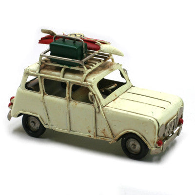  Miniature Voiture Vintage 4L Plage - 12 Cm