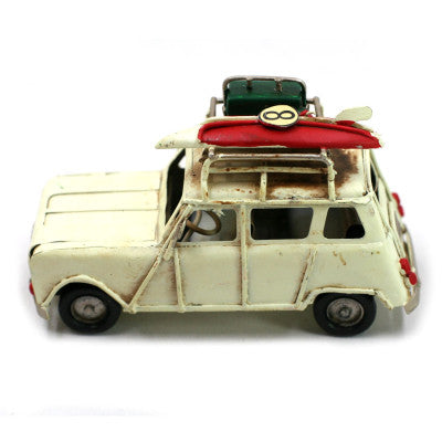  Miniature Voiture Vintage 4L Plage - 12 Cm
