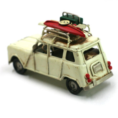  Miniature Voiture Vintage 4L Plage - 12 Cm